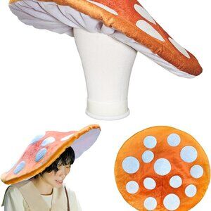 Orange Mushroom Hat with White Dots